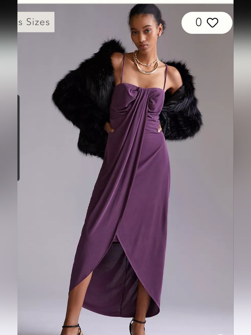 NWT Anthropologie Plus Elegant Purple Draped Midi Dress with Spaghetti Straps 2X